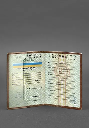 Кожаная обложка для военного билета 7.0 светло-коричневая Crazy Horse - фото 4