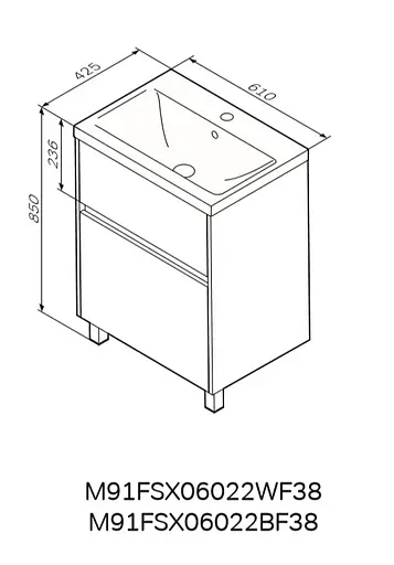 Тумба підлогова AM.PM GEM S 60 см з умивальником M91-FSX0602-WC0602BF38 - фото 9