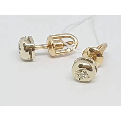 Золоті сережки-пуссети Геліос з діамантами. Артикул 303955 - фото 2