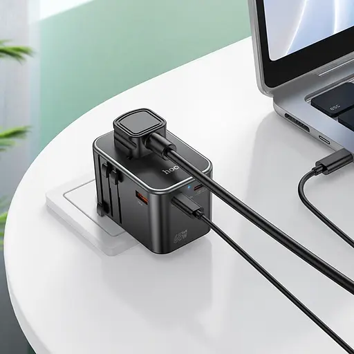 Зарядний пристрій Hoco AC17 USB/ 2 PD Type-C 65W чорний - фото 2