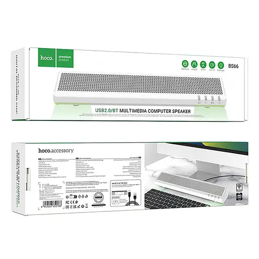 Bluetooth Колонка Hoco BS66 Smooth multimedia computer USB2.0 White - фото 2