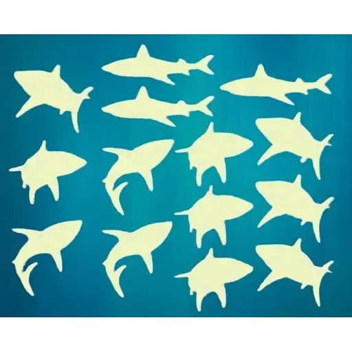 Набор светящихся в темноте наклеек 4M Sharks Акулы 00-05940 Набор люминесцентных наклеек - фото 1