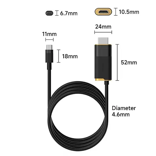 Кабель (перехідник) Xiaomi HAGiBiS USB-C на HDMI 2.1 8K/60Hz / Type-C 100W PD / 2m (SWC10) - фото 3