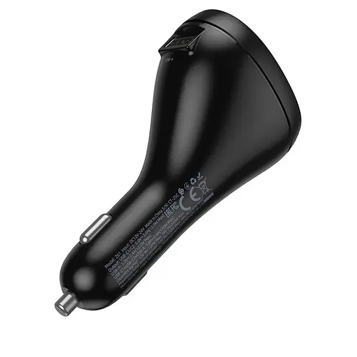 Автомобильное зарядное устройство Hoco Z61 USB/2 Type-C с разъемом прикуривателя и дисплеем черный - фото 5