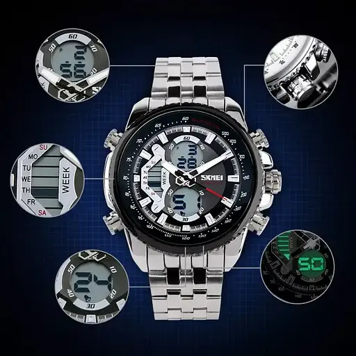 Наручные кварцевые спортивные часы Skmei 0993 Серебристый - фото 5