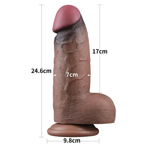 Фалоімітатор Dual-Layered Silicone Nature Cock 9.5'' 24.6 см (коричневий) - фото 5