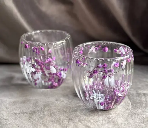 Набір скляних чашок Vittora VT-5414-250 Квіткова тиша з подвійним дном 2 чашки 200 мл - фото 5
