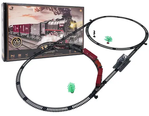 Большая железная дорога Ретро-поезд с дымом, светом и звуком — Трасса 207 см Ramiz (на аккумуляторе)