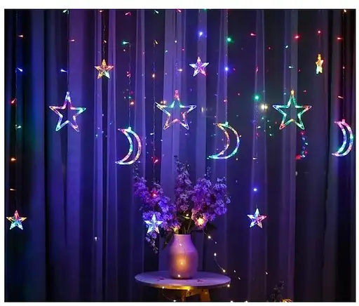 Гирлянда светодиодная штора LED Technology Звезды Месяц 138 led 2.5 м ширина разноцветный - фото 2