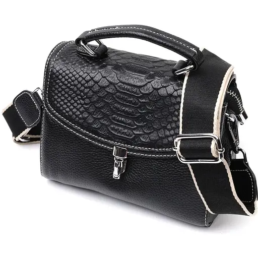 Кожаная сумка для женщин Vintage с защелкой 19х15х9 см sum0029039 - фото 1