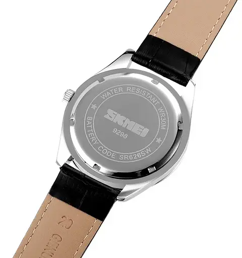 Чоловічий наручний годинник Skmei 9298 (Сріблястий з чорним циферблатом) - фото 5