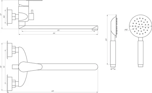 Смеситель для ванны Globus Lux Main SM-208 Нержавеющая сталь - фото 5