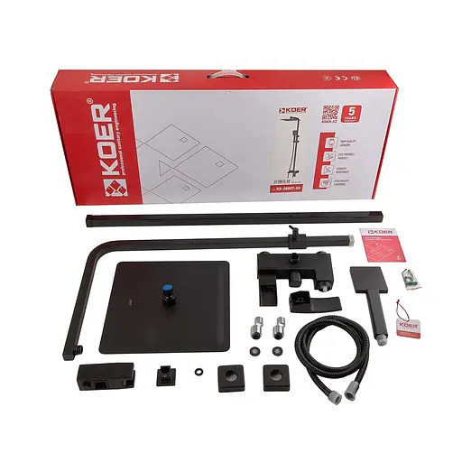 Душова система Koer Водоспад KB-58007-05 KR3463, Чорний матовий - фото 8