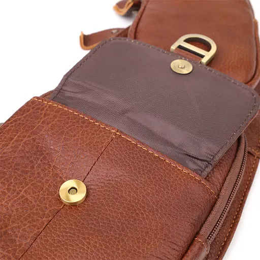 Чоловіча сумка через плече із зернистої натуральної шкіри Vintage 15х35х3 см sum0027488 - фото 7