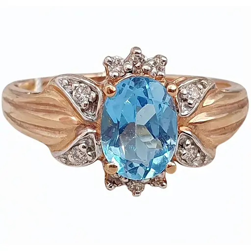 Золотое кольцо с бриллиантами и топазом. RT1101K 19 - фото 1