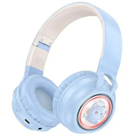 Бездротові навушники Hoco W50 Cute fun BT headphones, BT5.3, AUX, TF, 400mAh, 12h, blue