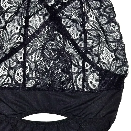 Еротичне боді з мережива та відкритим доступом S/M чорне - фото 6