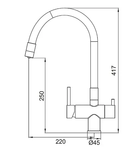Смеситель для кухни Koer KB-72002-07 с выходом для питьевой воды (KR5003) - фото 2