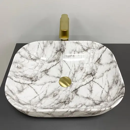 Умивальник VBI Bergamo black stains glossy накладний VBI-012503, Мармур - фото 2