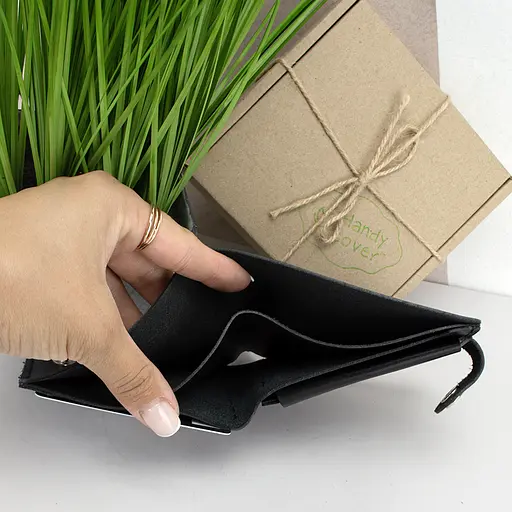 Портмоне мужское кожаное на кнопке Handycover HC0042 черное - фото 6