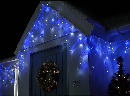Наружная новогодняя гирлянда бахрома (белая проволока) Xmas W-2 5x0.6 м 120 LED Синий - фото 4