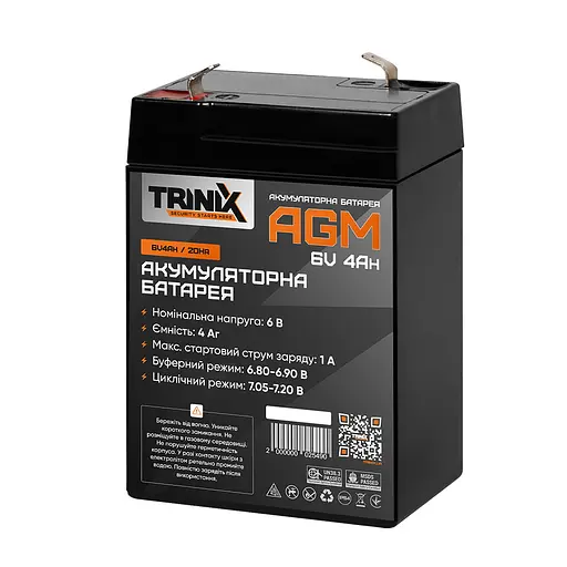 Аккумуляторная батарея 6В 4Ач Trinix 6V4Ah/20Hr AGM свинцово-кислотная (44-00056)