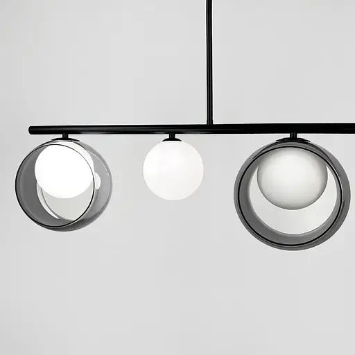 Удлиненный светильник с 5 белыми плафонами в черном корпусе 110 см | Line F | Ст. AA251/5 BK - фото 3