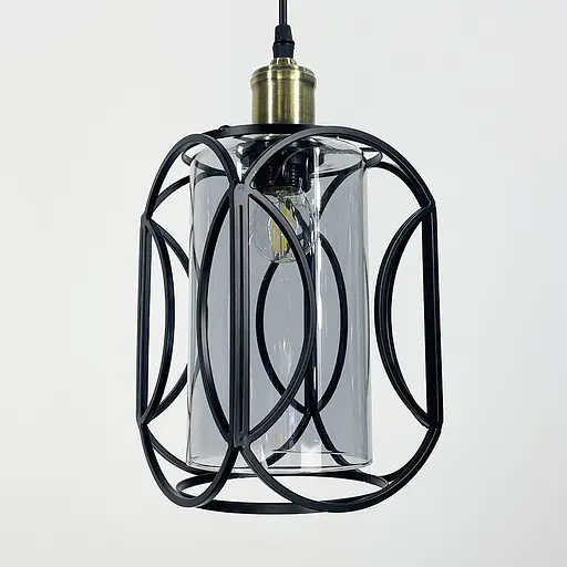 Стильний чорний підвіс із графітовим плафоном з серії Лофт | Арт. 12055/1 BK+GR | Line F - фото 2