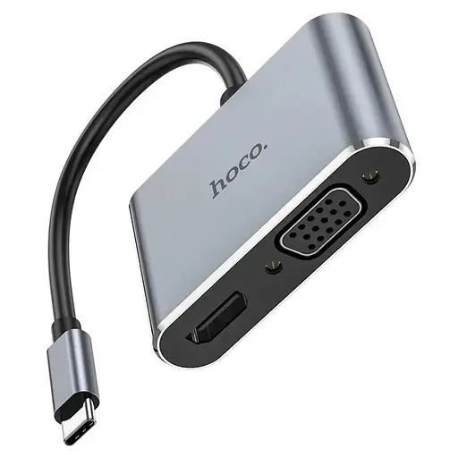 Usb-C Хаб адаптер разветвитель Hoco HB30 to HDMI VGA Usb PD - фото 2