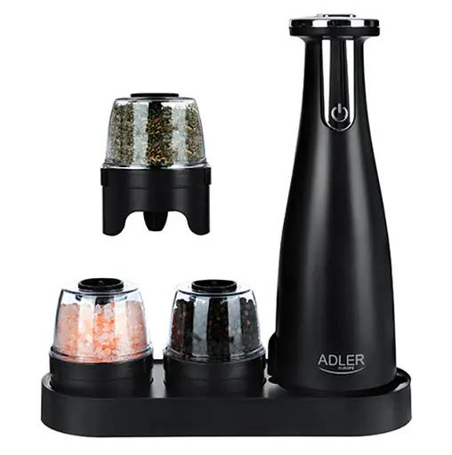 Набор из 3 мельниц для специй, соли и перца Adler AD 4449 на USB black - фото 5