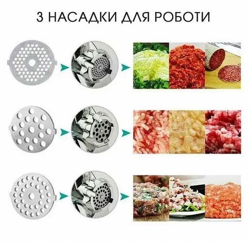 Электрическая мясорубка с реверсом Rainberg RB-675 мясорубка 3 в 1 соковыжималка, терка 3800 Вт Черный/Серый - фото 4