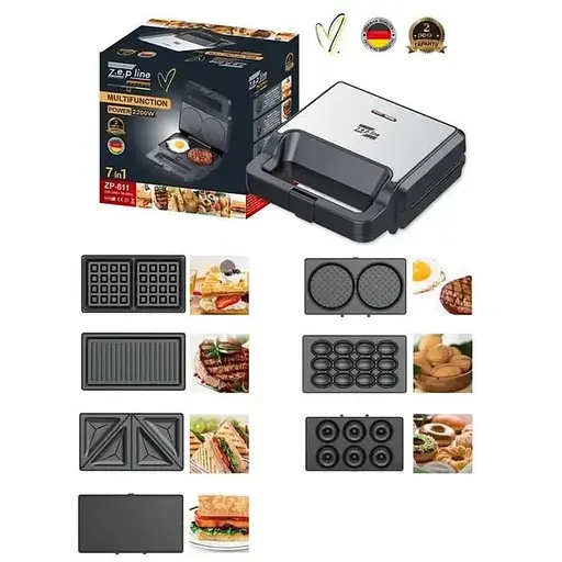 Вафельница 7в1 2200 Вт Zepline ZP-811 Мультимейкер со съемными пластинами - фото 2