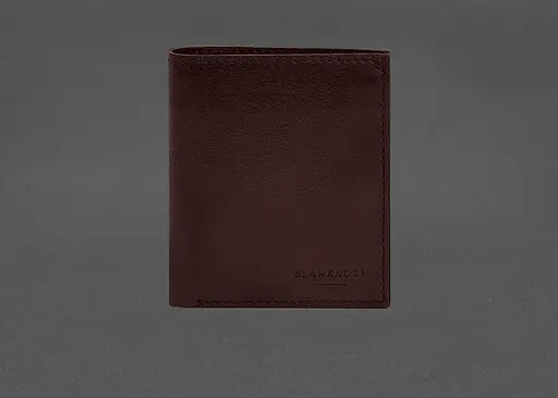 Кожаный портмоне на кнопке Brut бордовый краст - фото 1