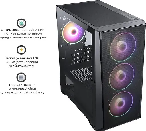 Корпус QUBE MESH Black (MESH_FMNU3) Без БП - фото 8