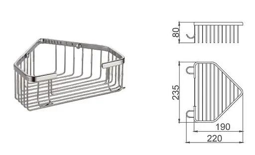 Полиця кутова Frap F351, 240x80 мм, нержавіюча сталь, Хром - фото 2
