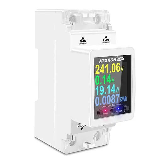 Розумний лічильник електроенергії з wifi, екраном та 4-ма видами захисту на DIN рейку до 100 ампер Atorch AT2PW (100973) - фото 3