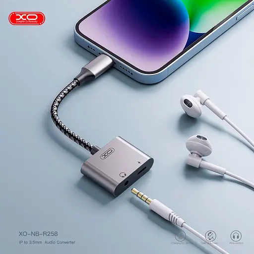 Кабель XO переходник с 1 Lightning на 2 выхода Lightning + 3.5 мм - фото 2