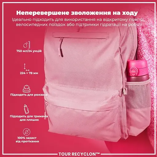 Пляшка для води ION8 750 мл (ЕКО пляшка) BPA Free Pink (I8RF750PIN) - фото 5