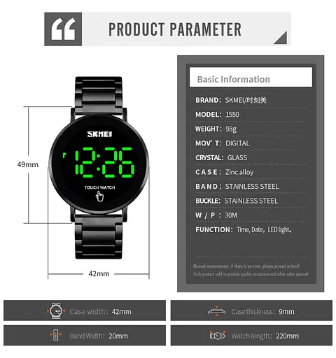 Наручний годинник Skmei 1550 Black, 1550SBK (18362) - фото 6