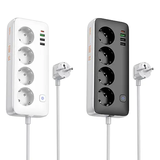 Сетевой удлинитель HOCO AC22 Sunlight 4-bit (PD30W1C3A) настольная розетка (EUGER) (1.5 m) White - фото 4