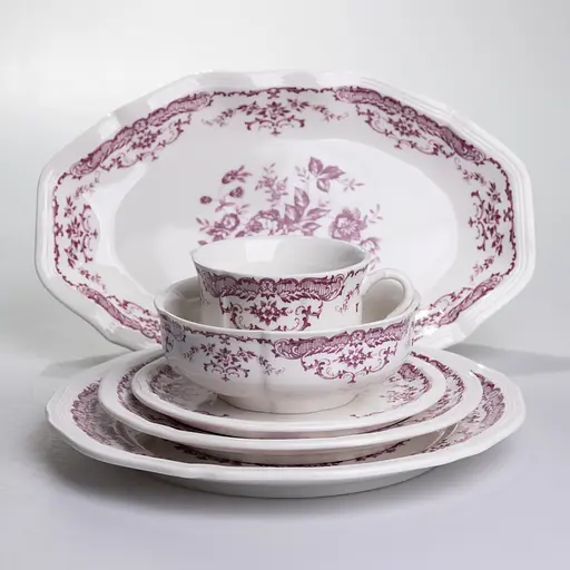 Столовый сервиз фарфоровый Bitossi 32 предмета на 6 персон, розовый Yiwu YY78-3A - фото 2