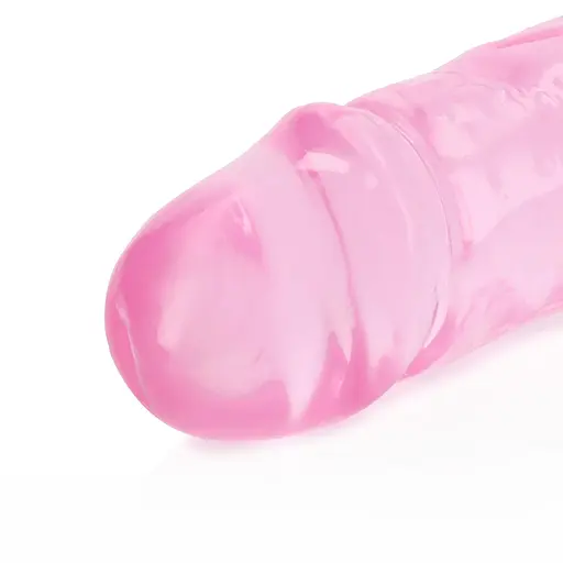 Двосторонній фалоімітатор RealRock Crystal Clear Double Dildo 13'' 34 см рожевий - фото 4