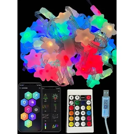 Гирлянда Sun Lamp Умная светодиодная музыкальная 33LED 5 метром большие Звездочки Multi USB