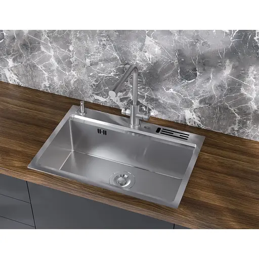 Накладна мийка для кухні Nett NS-7048 з нержавійки кухонна станція - фото 6