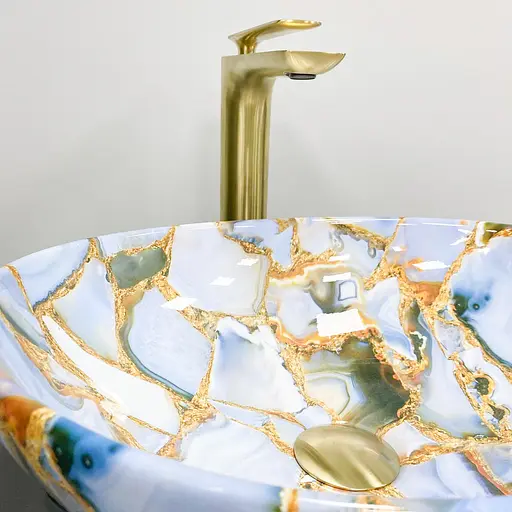 Умивальник VBI Parma marble blue glossy накладний VBI-011016, Цветной - фото 5