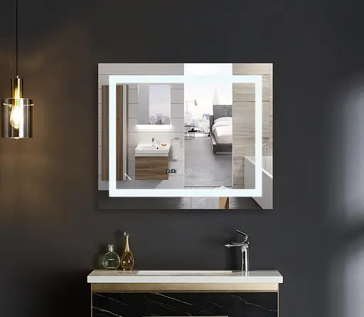 Зеркало Mixxus Warm MR02-80x80 (LED Touch, часы, антизапотевание, димер, регулировка яркости) MI6934 - фото 9