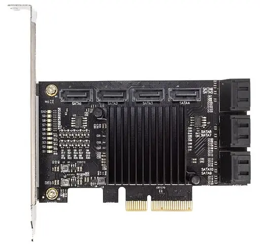 Контроллер Frime PCI-E x4 to 10 x Sata III, ASM1166+JMB575 (ECF-PCIEto10SATAIII001) - фото 1