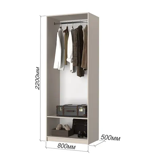 Шафа 2-дверна MebelStar Оскар Gloss BL-B, стандарт 80x52x220 см Дуб рістрето/Латте (MBS-5111) - фото 5