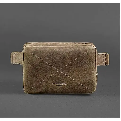 Шкіряна поясна сумка Dropbag Mini темно-коричнева Crazy Horse - фото 1