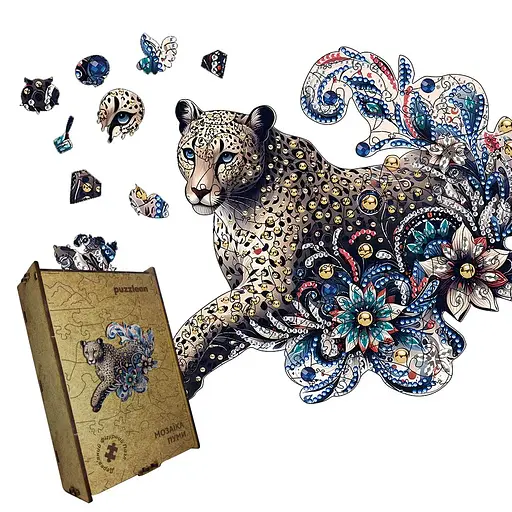 Пазл деревяний Мозаїка Пуми, А2, 300+ елементів, Дерев’яна коробка